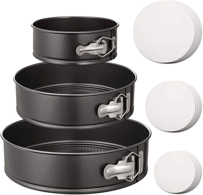 Photo 1 of  Pan Set of 3 Non-stick Cheesecake Pan, Leakproof Round Cake Pan Set Includes 3 Pieces 6" 8" 10" Springform Pans
