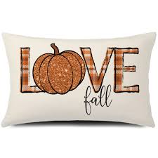 Photo 1 of 20x12 inch Fall Throw Pillow Cover Buffalo Check Pumpkin Cushion Cover Autumn Decor Fall Pumpkins Pillow Cover Outdoor Pillow Linen Pillow Cover for Cushion,Sofa Fall Pillow Cover
