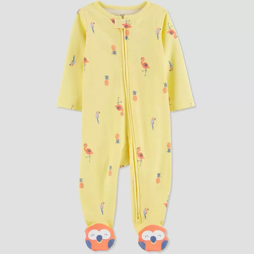 Photo 1 of Baby Girls' Parrot Footed Pajama - Carter's Just One You Yellow Newborn