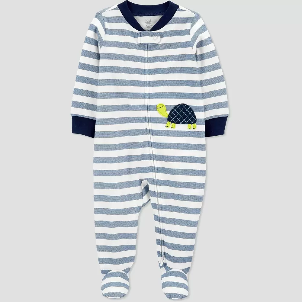 Photo 1 of Carter's Just One You Baby Boys' Turtle Footed Pajama - White/Gray Newborn