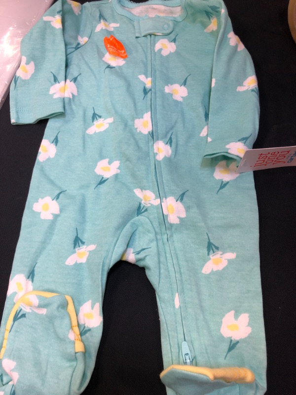 Photo 2 of Baby Girls' Floral Bee Footed Pajamas 3m