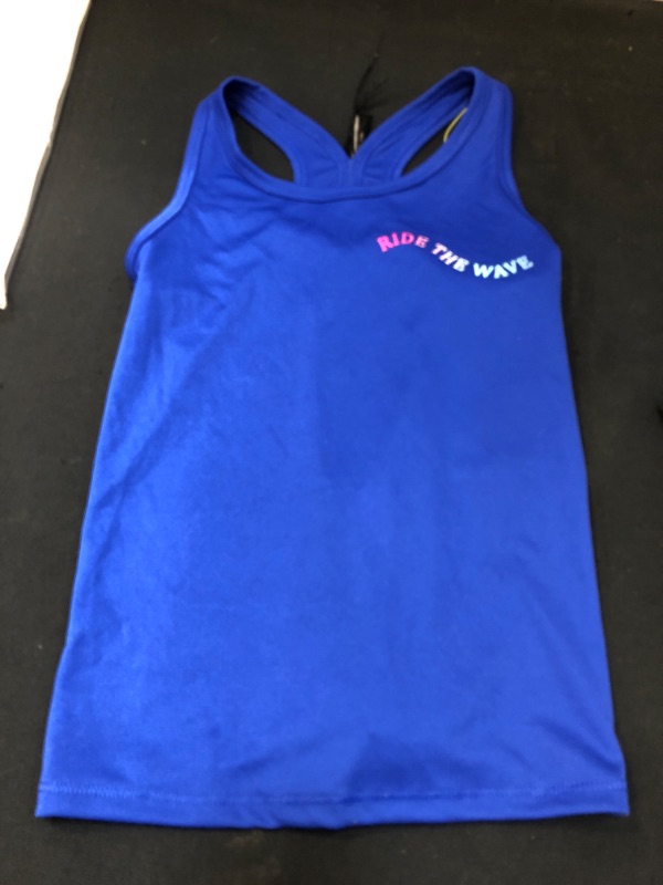 Photo 2 of Girls' 'Ride The Wave' Graphic Tank Top - All in Motion Blue XS
