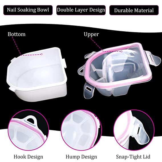 Photo 1 of Cosywell Nail Soaking Bowl 2pcs Nail Remover Bowl Soak off Gel Polish Remover with Nail Art Tools for Nail Spa Salon or Home Use