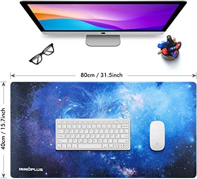 Photo 3 of NNOPLUS Mouse Pad, Mouse Pad Large, 31.5×15.75×0.12inch Mouse Pads Gaming, XL Mouse Pad, Non-Slip Rubber Base and Stitched Edge Mousepad Gaming, Mouse Mat for Home Office Gaming Work - Blue
