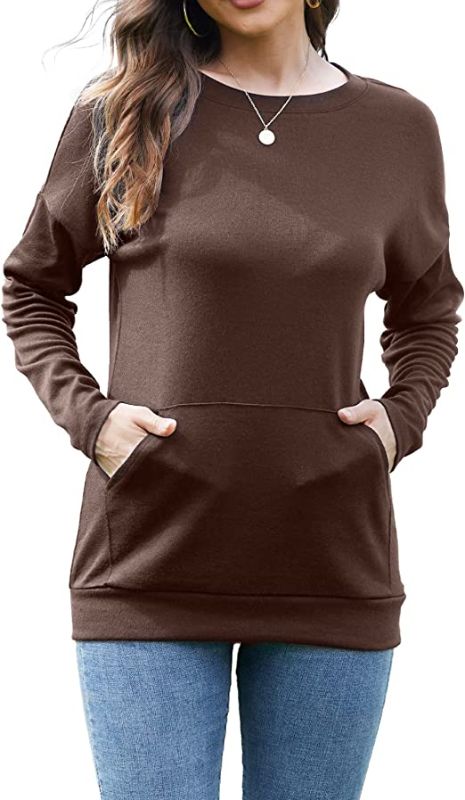 Photo 1 of DB MOON Womens Crewneck Tunic Pullover Long Sleeve Comfy Sweatshirt Fall Tops With Pocket 2XL
 