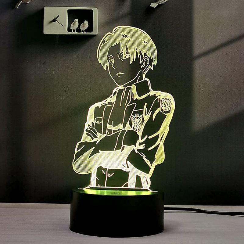 Photo 1 of Levi neon Sign Anime 3D Illusion Desk Lamp 16 Colors RGB Remote LED Night Light Kids Room Decor for Boys
