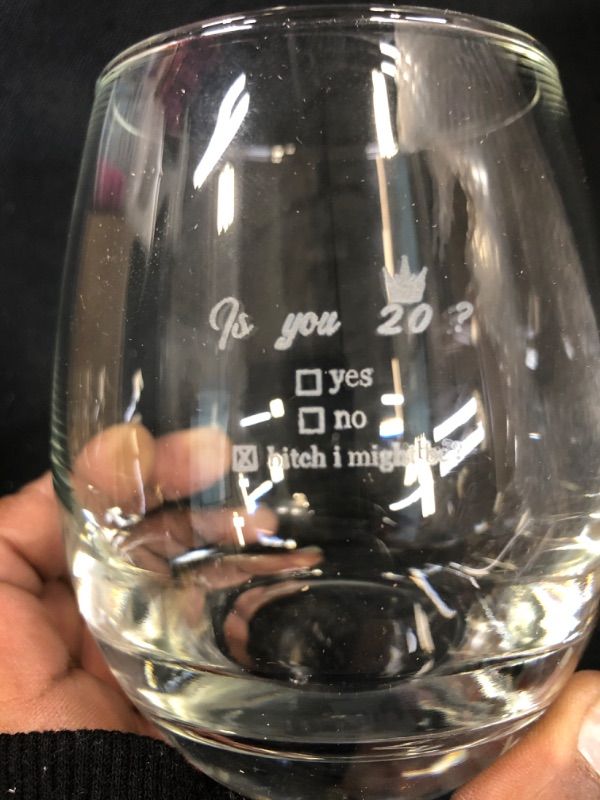 Photo 2 of 20th Birthday Gifts for Women and Men Wine Glass - Funny Is You 20 