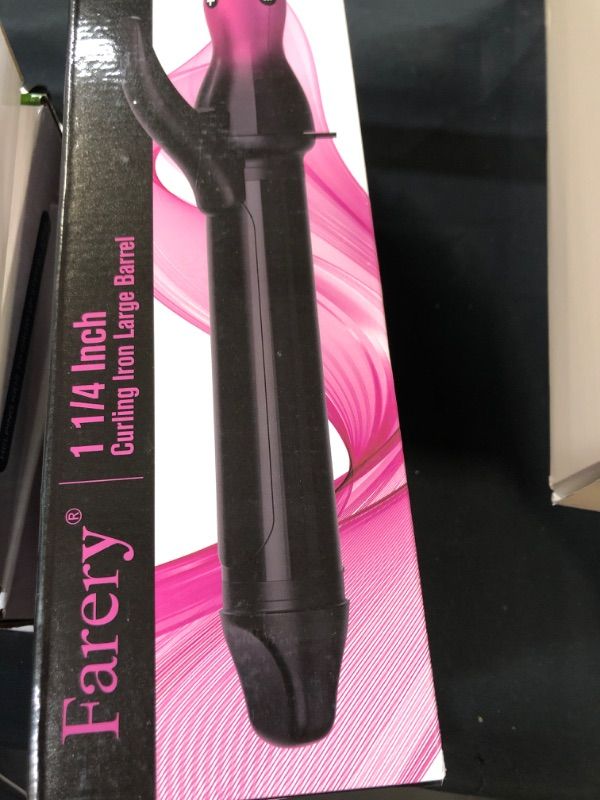 Photo 2 of FARERY 1.25 Inch Curling Iron for Long Hair, Tourmaline Ceramic Clipped Long Barrel 1-1/4 Inch Curling Wand for Long Lasting Curl, Instant Heat & Dual Voltage to Travel, Temp 248? to 430?, Pink