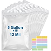 Photo 1 of 15 Packs 12 Mil Mylar Bags for Food Storage, 6 Mil Each Side 5 Gallon 16.7"