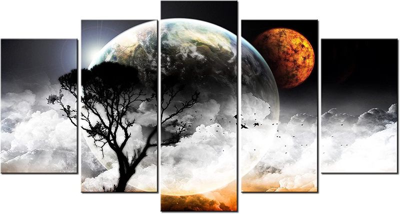 Photo 1 of AVLD 5PCS Diamond Painting Art Kits,Abstract Cloud Tree Planet Pictures,Round Full Drill Acrylic Embroidery Cross Stitch for Walls Bathroom Master Bedroom decor (23.6in/19.7in/15.7inx9.8in),DO103
