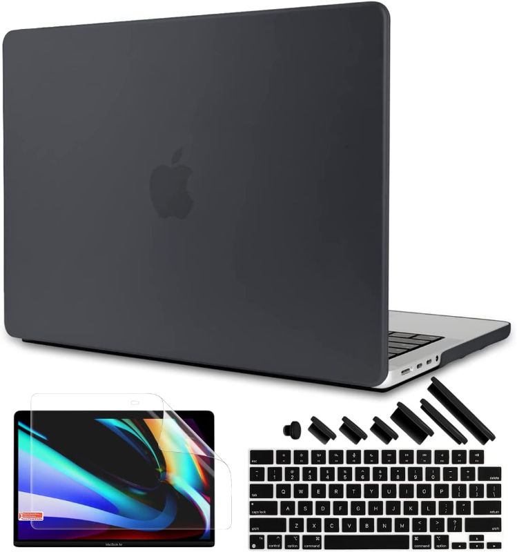 Photo 1 of TWOLSKOO for MacBook Pro 14 inch Case 2022 2021 Release A2442, Frosted Hard Shell Case & Keyboard Cover & Screen Protector Compatible with New MacBook Pro 14 inch M1 Pro/Max, Matte Black