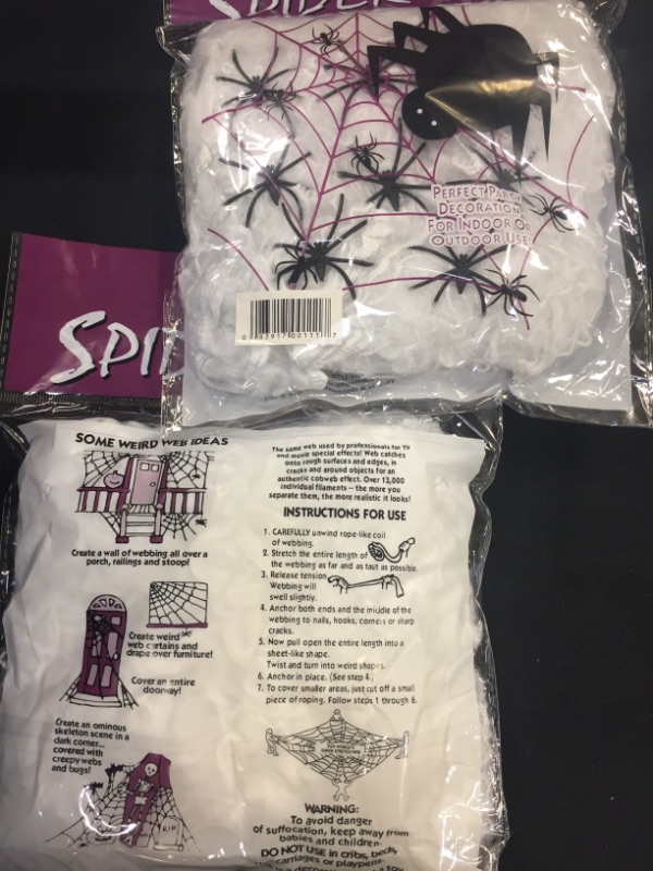 Photo 3 of 2 COUNT Spider Web, 200 Square Ft, Halloween Decorations, Spider Webs (200 Square Feet) (Packaging Artwork May Vary) Can Be Used As Fake Snow for Indoor Christmas Decorations, Remove Spiders