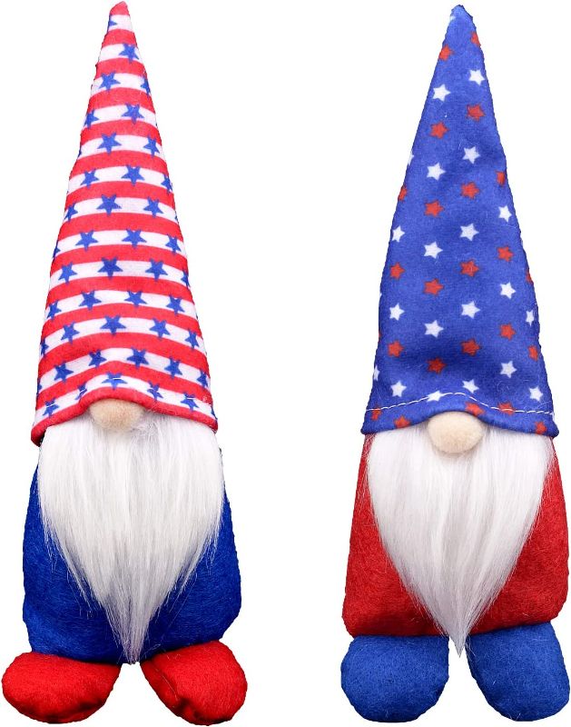 Photo 1 of 2 COUNT 2Pack 4th of July Decorations Gnomes Patriotic for American Independence Day Home Decoration Holiday Gnome Handmade Swedish Tomte, Elf Decoration Ornaments (2PK for 7.4)