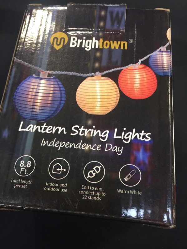 Photo 3 of 4th of July Lights - Lantern String Lights, 6.7 Feet 10 Waterproof Nylon Lantern Hanging Globe Light, Plug in Connectable Decorative Lights for Independence Day Yard Garden Fourth of July Decor