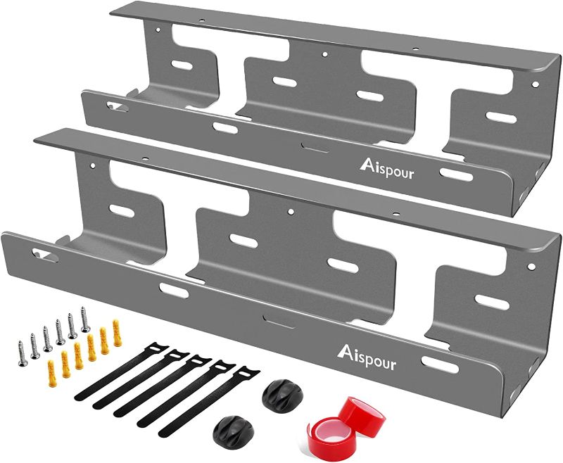 Photo 1 of Under Desk Cable Management Tray, No Drill Under Desk Cable Tray, 2 Pack 31.5'' Steel Under Desk Tray, Cable Wire Management Tray for Office Desk, Under Table Cable Management Organizer