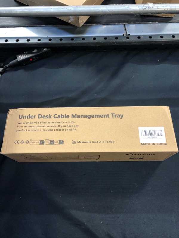 Photo 2 of Under Desk Cable Management Tray, No Drill Under Desk Cable Tray, 2 Pack 31.5'' Steel Under Desk Tray, Cable Wire Management Tray for Office Desk, Under Table Cable Management Organizer
