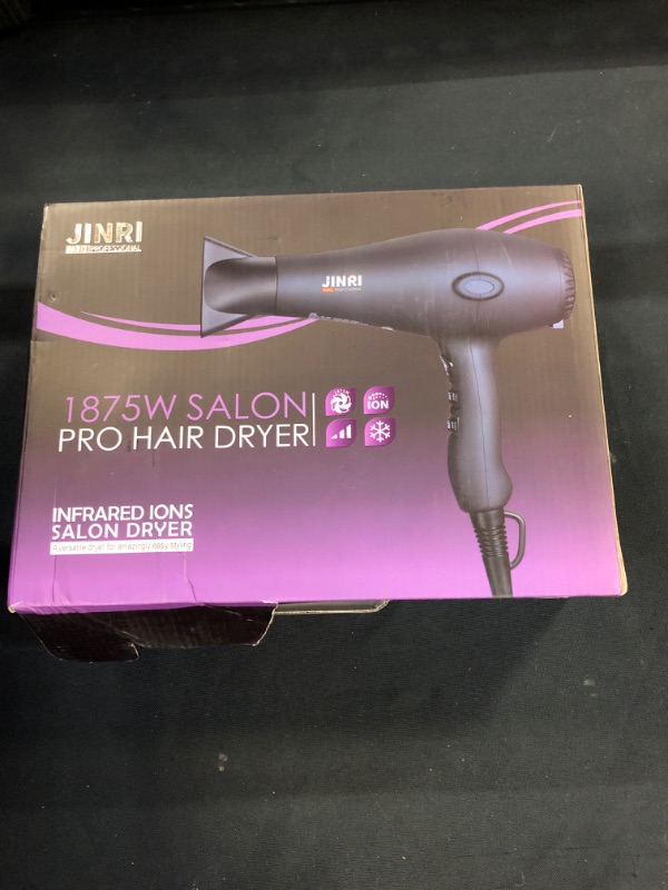 Photo 2 of 1875w Professional Tourmaline Hair Dryer,Negative Ionic Salon Hair Blow Dryer,DC Motor Light Weight Low Noise Hair Dryers with Diffuser & Concentrator ( MINOR DAMAGE TO BOX )
