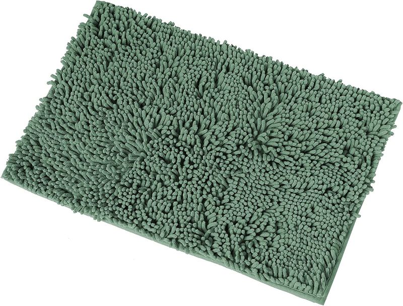 Photo 1 of Bathroom Rugs Bath Mat Chenille Bath Rug, Extra Soft and Absorbent Shaggy Bathroom Mat Rugs, Washable, Strong Underside, Plush Carpet Mats for Kids Tub, Shower, and Bath Room (16x24 Inch, Dark Green)
