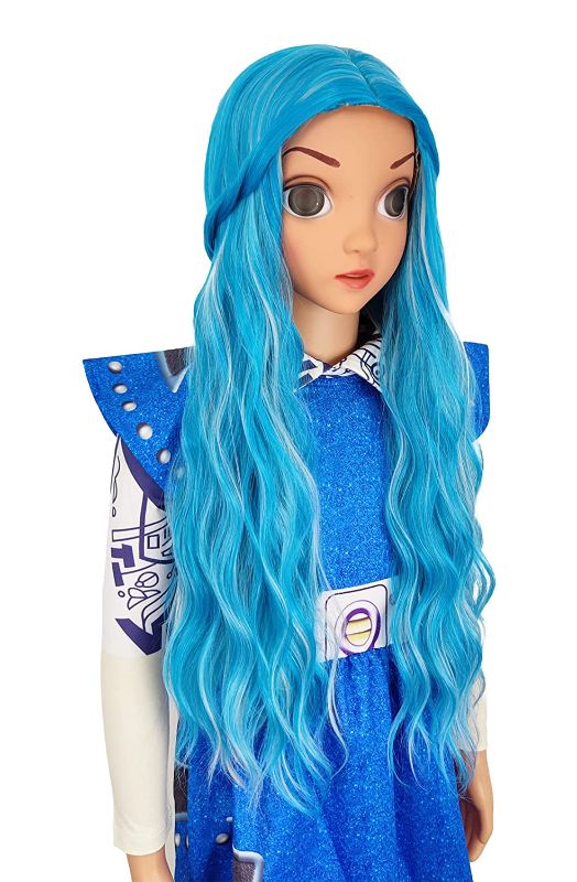 Photo 3 of Mildiso Kids Addison Allien Wig Costume Blue Long Wavy Hair Wig with Wig Caps Cute Wigs for Party M122BL1
