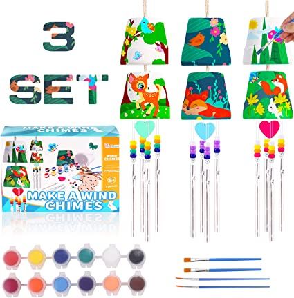 Photo 1 of 
Roll over image to zoom in





3 Pack Wind Chimes Arts & Crafts Kit - Paint and Design Your Own Wind Powered Musical Chime - DIY Craft Gift
