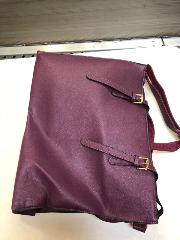 Photo 2 of Laptop Bag for Women Large Capacity Waterproof Leather Tote Shoulder Bag 15.6 Inch Computer Business Office Briefcase Handbag Women Professional Office Bag Dark Purple