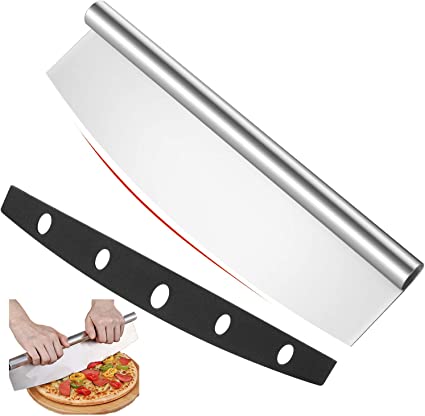 Photo 1 of 14 inch Pizza Cutter Rocker Slicer with Protective Cover, Pizza Chopper Accessories Set of Sharp Blade, Premium Stainless Steel Pizza Knife Tools for Kitchen by Lascritta (14 inchs)