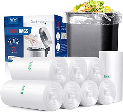 Photo 1 of 320 Counts Strong Trash Bags Garbage Bags by Raypard, Small Plastic Bags for Home Office Kitchen Bathroom Bedroom (3 Gallon, Clear) (bags Only)