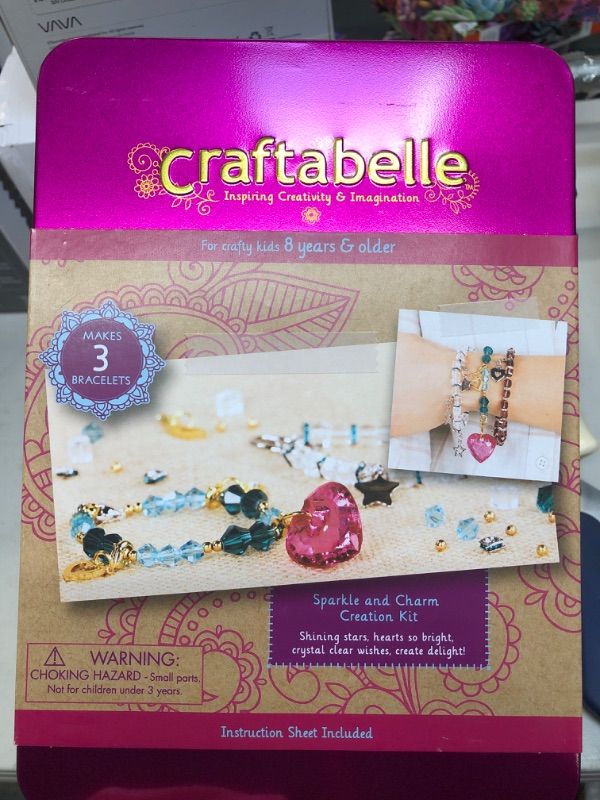 Photo 2 of Craftabelle – Sparkle and Charm Creation Kit – Bracelet Making Kit – 141pc Jewelry Set with Crystal Beads – DIY Jewelry Sets for Kids Aged 8 Years +
