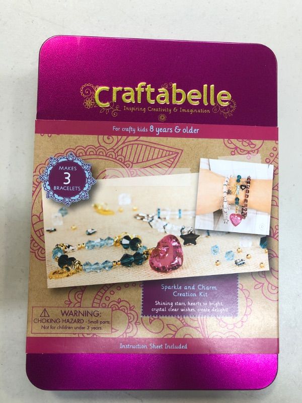 Photo 3 of Craftabelle – Sparkle and Charm Creation Kit – Bracelet Making Kit – 141pc Jewelry Set with Crystal Beads – DIY Jewelry Sets for Kids Aged 8 Years +