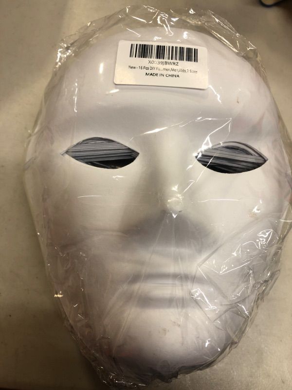 Photo 4 of 16 Pcs DIY Full Face Masks,Paintable Paper Mask,White Craft Masks,Cosplay Masquerade Mask for Halloween Party,DIY Creativity,Women,Men,Kids,2 Sizes