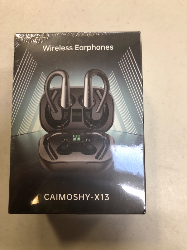 Photo 2 of Wireless Earbuds, Sports Bluetooth Headphones with Earhooks, 4-Mics Clear Call,60Hrs Playtime,IPX7 Waterproof,LED Display,Support Low Latency Mode, for Sports Running Workout Gaming
