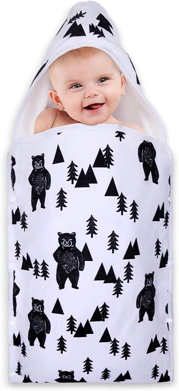 Photo 1 of Baby Wrap Swaddle Blanket for Boy Girl 0-3-6 Months, Elstey Adjustable Newborn Nursery Receiving Blankets, Soft Preemie Hooded Wearable Sleeping Sack, Unisex Infant Clothes, (Bear)
