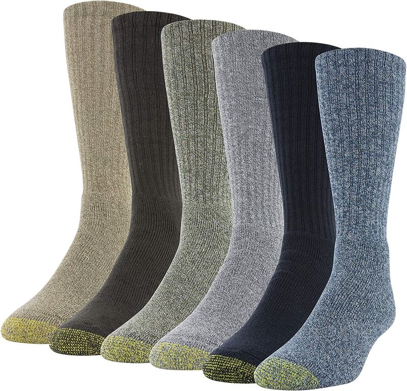 Photo 1 of Gold Toe Men's 6-Pk. Harrington Crew Socks - Blue Wave, Navy, Light Grey, Forest, Bro, SIZE 6-12