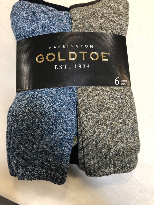 Photo 2 of Gold Toe Men's 6-Pk. Harrington Crew Socks - Blue Wave, Navy, Light Grey, Forest, Bro, SIZE 6-12