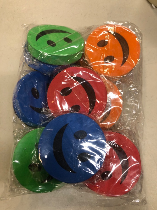 Photo 1 of BNC Smiley Face Circular Whiteboard Eraser 12 Pack-Assorted Color