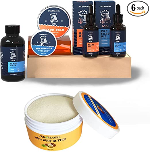 Photo 1 of Beard Kit for Men Grooming & Care W/Beard Wash/Shampoo,2 Packs Beard Growth Oil,Beard Balm Leave-in Conditioner,Pure & Organic Beard Growth Kit