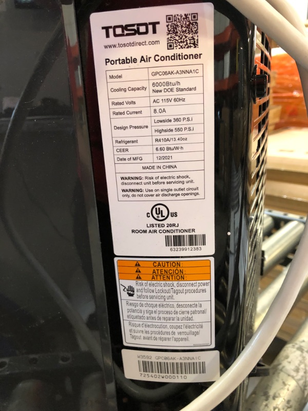 Photo 6 of TOSOT 10,000 BTU(ASHRAE) 6,000 BTU (DOE) Portable Air Conditioner - Quiet, Remote Control, Built-in Dehumidifier, Fan, Easy Window Installation Kit- Cool Rooms Up to 400 Square Feet
