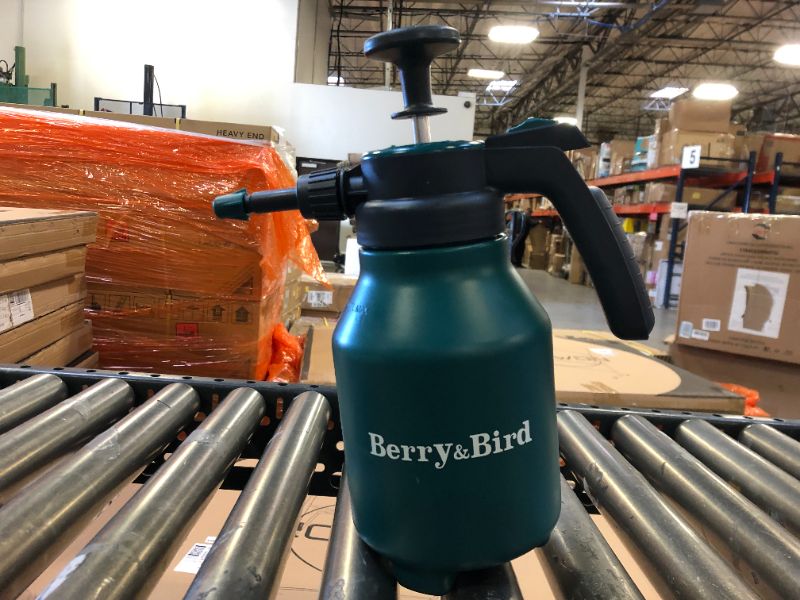 Photo 2 of Berry&Bird 0.5 Gallon Handheld Pump Sprayer, 68 oz Pump Pressure Sprayers, Garden Sprayer with Adjustable Nozzle, Multi-Purpose Manual Sprayer Bottle for Lawn, Garden, Home (2L, Dark Green)