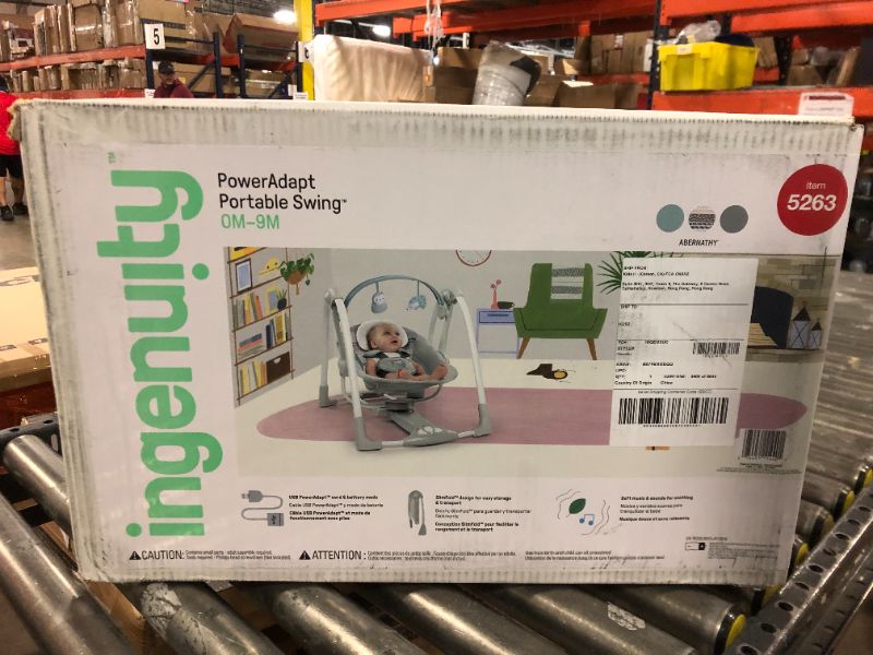 Photo 3 of Ingenuity Compact Lightweight Portable Baby Swing with Music, Nature Sounds and Battery-Saving Technology - Abernathy, 0-9 Months
