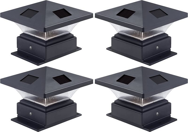 Photo 1 of 4 Pack Westinghouse Pagoda II Black Solar Post Cap Lights for 4 x 4 Wood Posts
