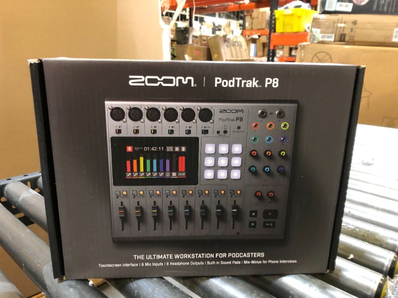 Photo 1 of Zoom PodTrak P8 Multitrack Podcast Recorder + 4X Zoom ZDM-1 Podcast Mic + 4X Headphones + 4X Windscreens + 4X Tabletop Stands + 64GB Memory Card + 4X Boom Arms + Cables - Ultimate Podcasting Bundle 4 Person Pocasting Bundle