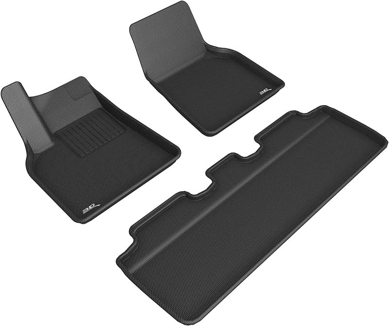 Photo 1 of 3D MAXpider All-Weather Floor Mats for Tesla Model Y 2021-2022 Custom Fit Floor Liners, Kagu Series (1st & 2nd Row)
