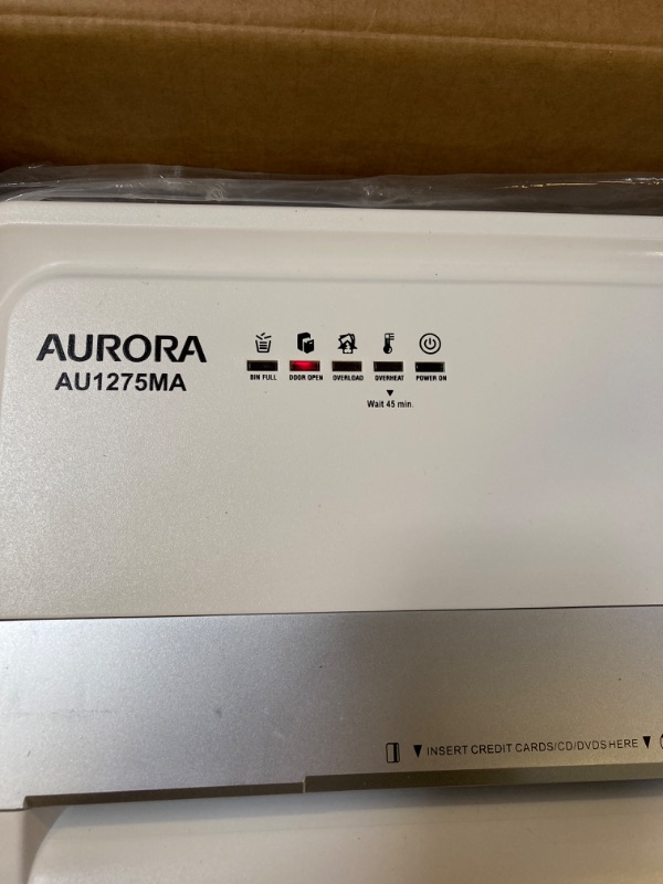 Photo 5 of Aurora AU1275MA Professional Grade 12-Sheet Micro-Cut Paper and CD/Credit Card Shredder/ 60 Minutes Continuous Run Time, White/Gray 12-Sheet Micro-cut/60-min Run Time Shredder