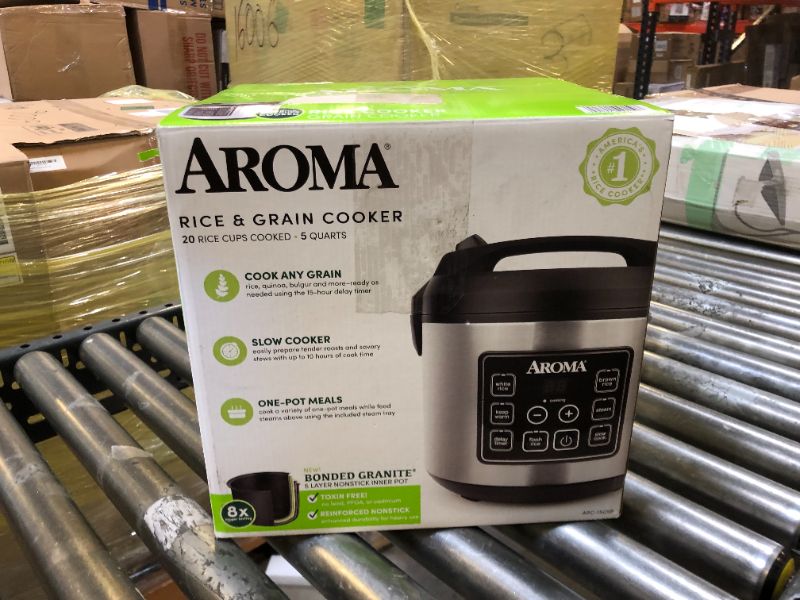 Photo 3 of Aroma Housewares 20 Cup Cooked (10 cup uncooked) Digital Rice Cooker, Slow Cooker, Food Steamer, SS Exterior (ARC-150SB),Black Basic