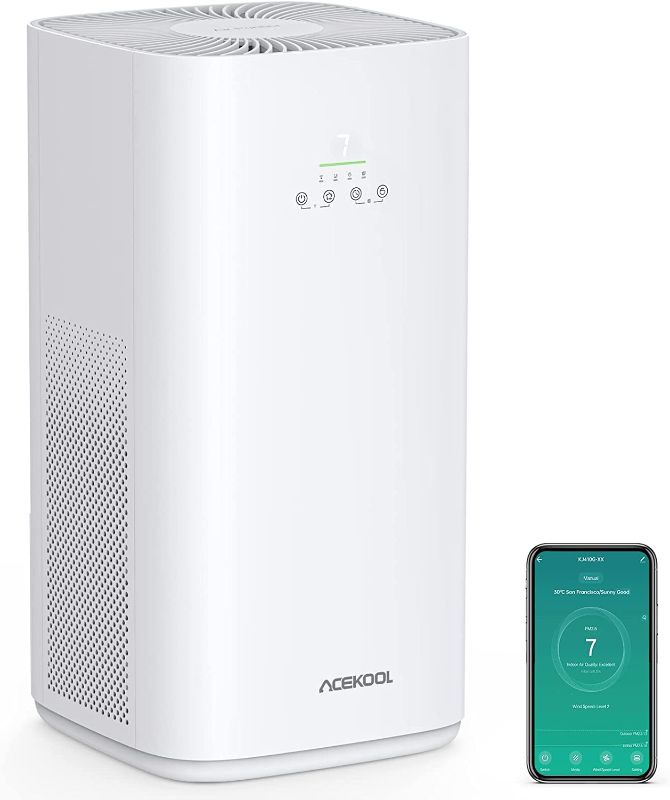 Photo 1 of Acekool Smart WIFI Air Purifier for Home Large Room up to 1615 ft² with H13 HEPA Filter, Smart APP, Air Cleaner with Auto Mode, PM2.5 Indicator, Timer, Child Lock
