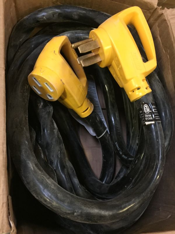 Photo 1 of Camco Extension Cord, PowerGrip Heavy-Duty Outdoor 50-Amp RV Extension Cord, 30 Feet (55195) *** ITEM HAS DEBRIS FROM PRIOR USE ***