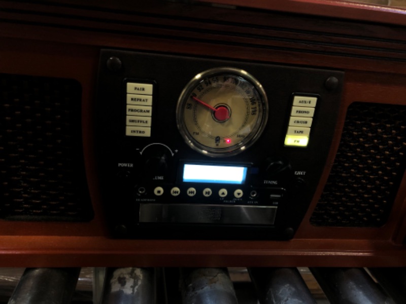 Photo 1 of Victrola 8-in-1 Bluetooth Record Player & Multimedia Center, Built-in Stereo Speakers - Turntable, Wireless Music Streaming, Real Wood | Mahogany
