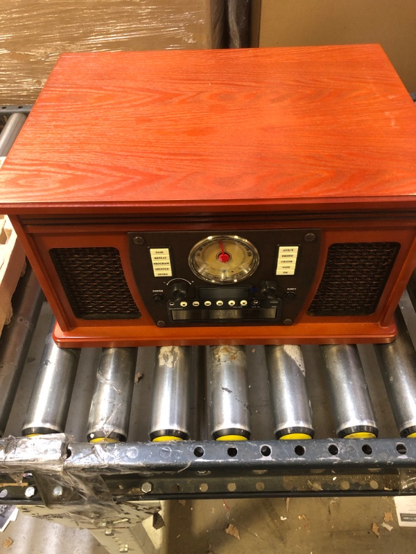 Photo 1 of Victrola 8-in-1 Bluetooth Record Player & Multimedia Center, Built-in Stereo Speakers - Turntable, Wireless Music Streaming, Real Wood | Mahogany
