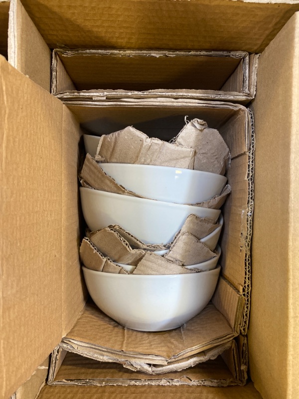Photo 5 of Amazon Basics 18-Piece Kitchen Dinnerware Set, Plates, Dishes, Bowls, Service for 6, White Porcelain Coupe White Coupe