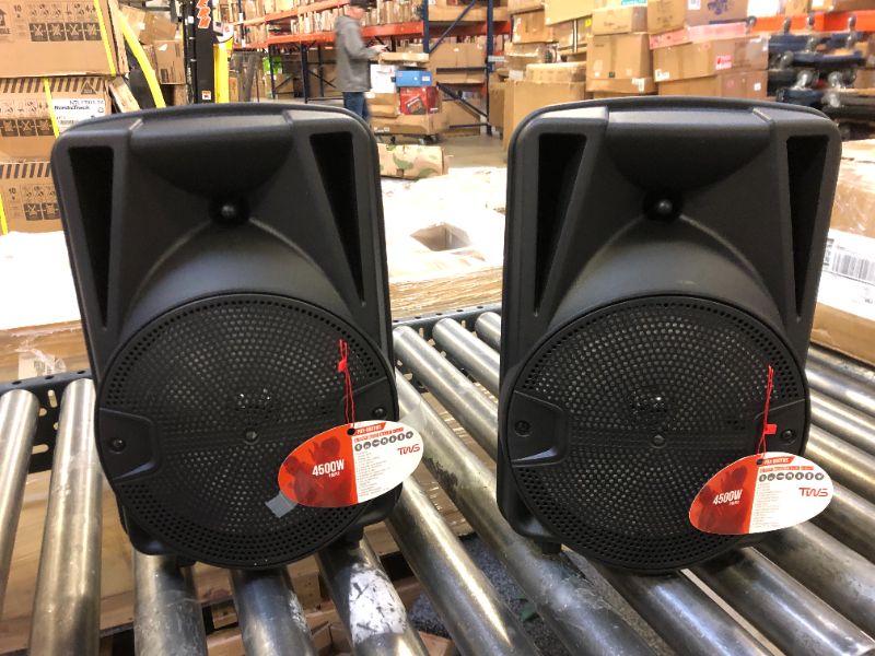 Photo 2 of PBX-800TWS 8-Inch Bluetooth Stereo PA System Comes with 2X 8 Speakers and 2X Stands, 2X Microphones, and a Remote Control